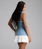Cutesy Flair Ruffled Denim Mini Dress