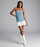 Cutesy Flair Ruffled Denim Mini Dress