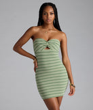 Cutie Style Striped Knit Bodycon Mini Dress
