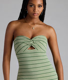 Cutie Style Striped Knit Bodycon Mini Dress