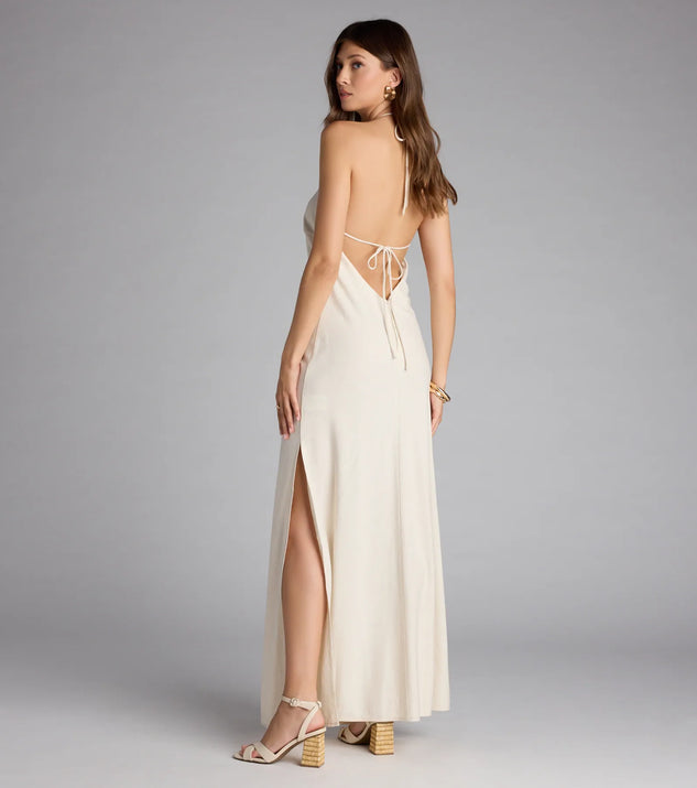 Coastal Chic Linen Halter Maxi Dress | Windsor