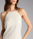 Coastal Chic Linen Halter Maxi Dress