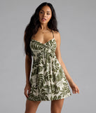 Sun Rays Tropical V-Neck Babydoll Mini Dress