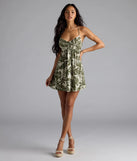 Sun Rays Tropical V-Neck Babydoll Mini Dress