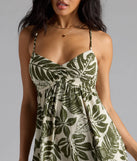 Sun Rays Tropical V-Neck Babydoll Mini Dress