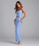 Soak up the season in the Sultry Mode Halter Cutout Maxi Dress, a blue sundress styled for easy days, outdoor plans, and everything in between.