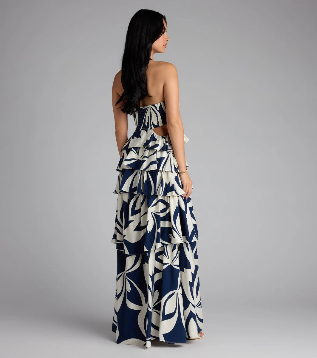 Bold And Beautiful Rosette Halter Cutout Maxi Dress & Windsor
