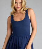 Courtside Style Cutout Pleated Skater Dress