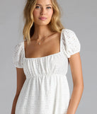 Shine with confidence, elegance, and standout style in the Definitely Darling Tie Back Babydoll Mini Dress—a white graduation dress designed with a fresh silhouette and the latest trends.
