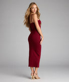 The Heartbreaker Hourglass Midi Dress in wine features a flattering fit and mid-calf hem, redefining effortless midi dresses for any occasion.