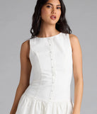 Shine with confidence, elegance, and standout style in the East Coast Girlie Button Linen Skater Dress—a white graduation dress designed with a fresh silhouette and the latest trends.
