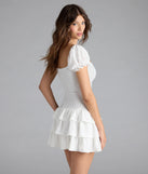 Shine with confidence, elegance, and standout style in the Charming Look Puff Sleeve Ruffled Skater Dress—a white graduation dress designed with a fresh silhouette and the latest trends.