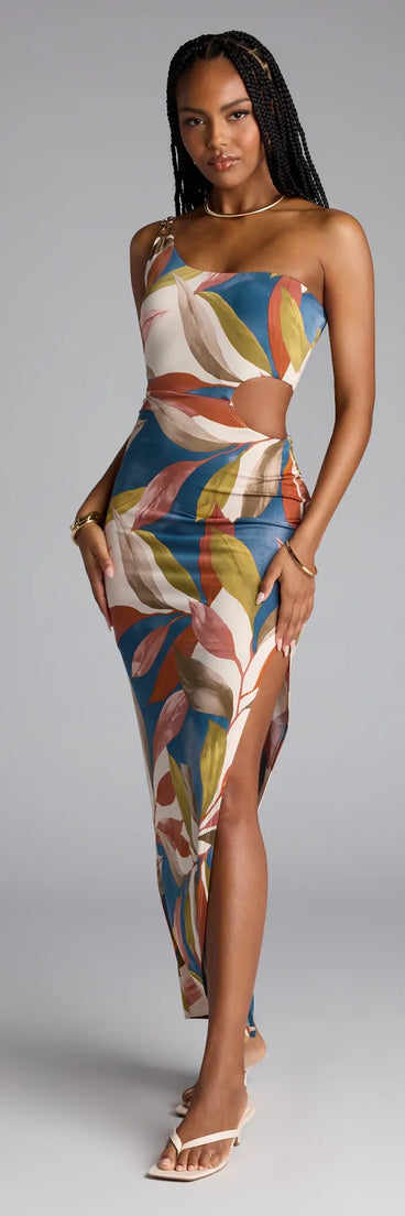 Style your seasonal looks with the Island It Girl One-Shoulder Cutout Maxi Dress, a trend-right, natural fall dress designed for any plan on your calendar with new and unqiue details.