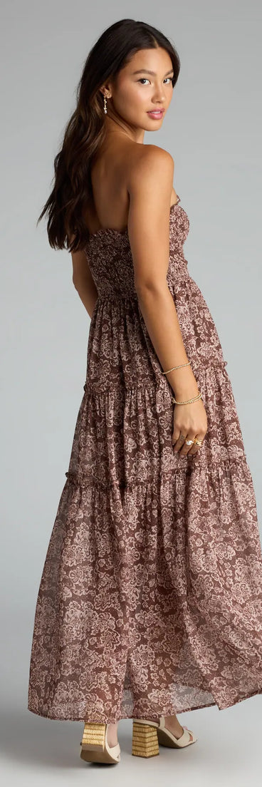 Style your seasonal looks with the Meet Me in the Meadow Chiffon Floral Maxi Dress, a trend-right, brown fall dress designed for any plan on your calendar with new and unqiue details.