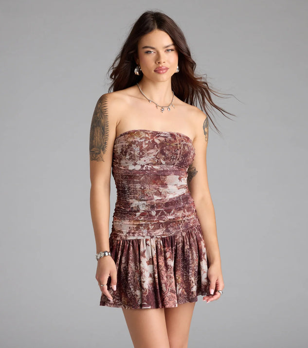 Forever Dreaming Strapless Cutout Ruffle Mini Dress