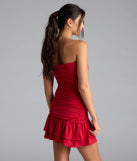 Whether you're headed to brunch or running errands, the Here Comes The Sun Strapless Ruffled Mini Dress in red delivers effortless style in a breathable, go-to casual dress.