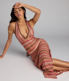 Sunkissed and Stunned Halter Striped Maxi Dress