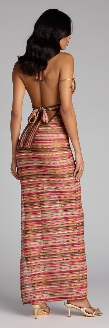 Sunkissed and Stunned Halter Striped Maxi Dress