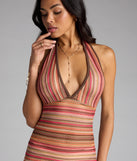 Sunkissed and Stunned Halter Striped Maxi Dress