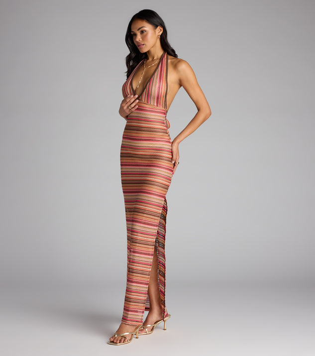 Sunkissed and Stunned Halter Striped Maxi Dress | Windsor