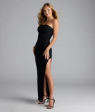 Flawlessly Chic Strapless High Slit Maxi Dress