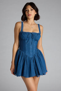lioness honey denim corset mini dress Lioness Girl Next Door Denim Mini Dress