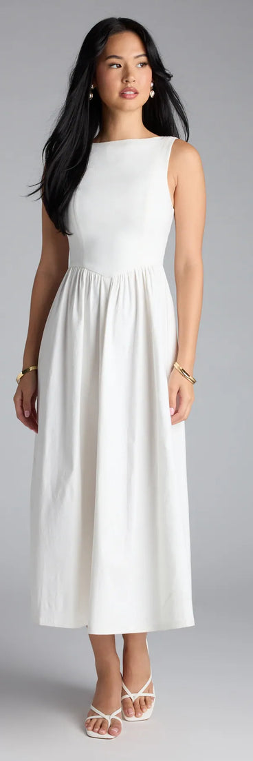 Soak up the season in the Weekend Chic Sleeveless Midi Dress, a white sundress styled for easy days, outdoor plans, and everything in between.