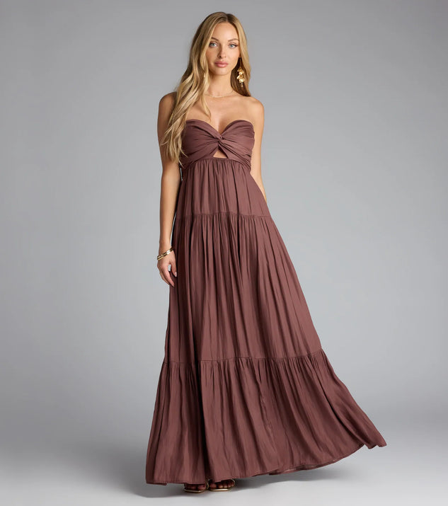Twist Of Fate Strapless Ruffled Maxi Dress