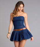 Flirt Factor Belted Denim Dress