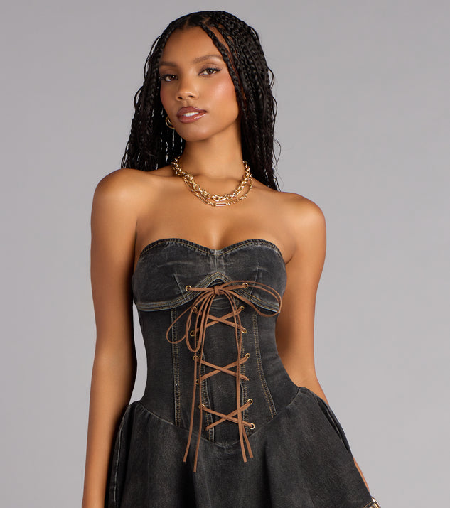 City Lights Corset Denim Mini Dress