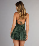 Late Night Whispers Lace-Up A-Line Mini Dress