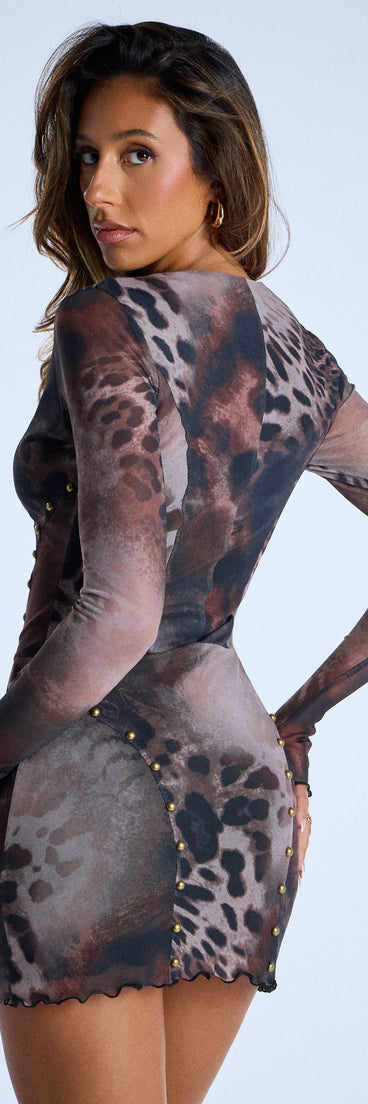 No Rules Leopard Long Sleeve Mini Dress