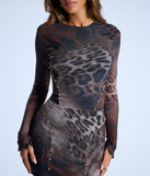 No Rules Leopard Long Sleeve Mini Dress