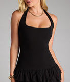 Feel ready for every dance floor moment or feed-worthy reel in the All In The Flirt Halter Mini Dress, a black homecoming dress designed to own your moment.