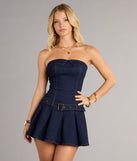 Denim Dream Strapless Belted Skater Dress