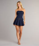 Denim Dream Strapless Belted Skater Dress