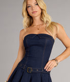 Denim Dream Strapless Belted Skater Dress