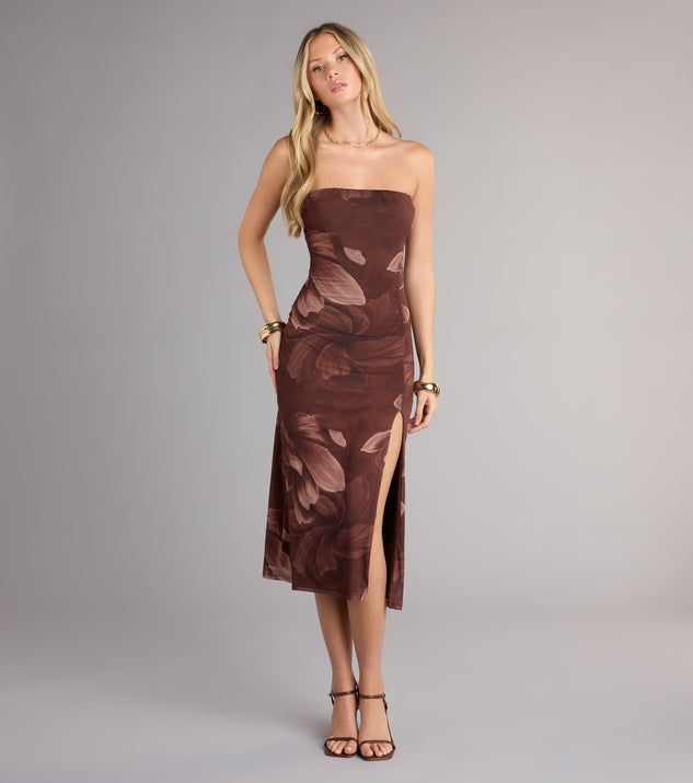 Falling For Floral Strapless Midi Dress