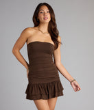 Here Comes The Sun Strapless Ruffled Mini Dress