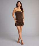 Here Comes The Sun Strapless Ruffled Mini Dress