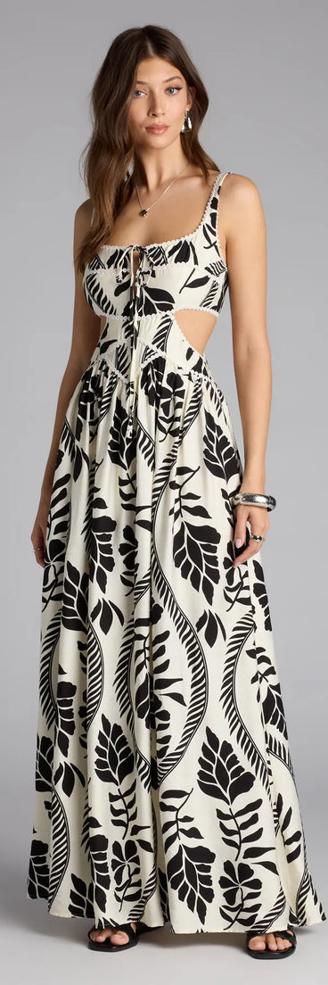 Sun And Spritz Tropical Cutout Maxi Dress