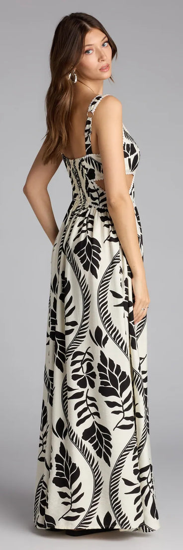 Sun And Spritz Tropical Cutout Maxi Dress