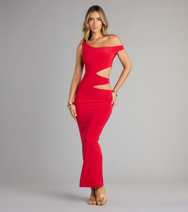 Own the Night One-Shoulder Cutout Maxi Dress