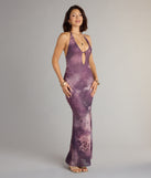 Untamed Aura Animal Print Halter Maxi Dress