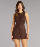 Rustic Charm Faux Suede A-Line Mini Dress