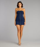 Untamed Denim Strapless Mini Dress