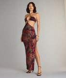 Untamed Allure Animal Print Cutout Maxi Dress