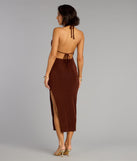 The Chic Paradise Halter Open Back Slit Midi Dress is your new go-to Windsor dress—effortless, versatile, and made to update your fall style in seconds.