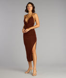 The Chic Paradise Halter Open Back Slit Midi Dress is your new go-to Windsor dress—effortless, versatile, and made to update your fall style in seconds.
