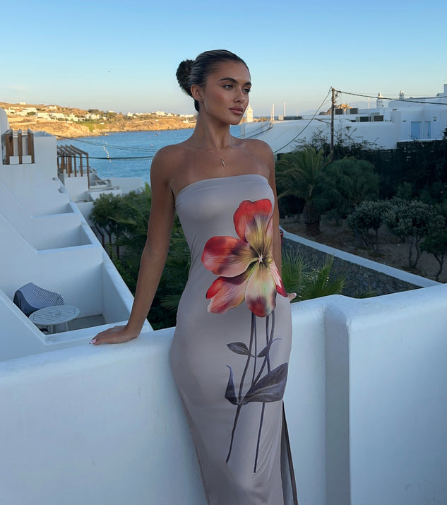 Own the Moment Tube Floral Slit Bodycon Maxi Dress